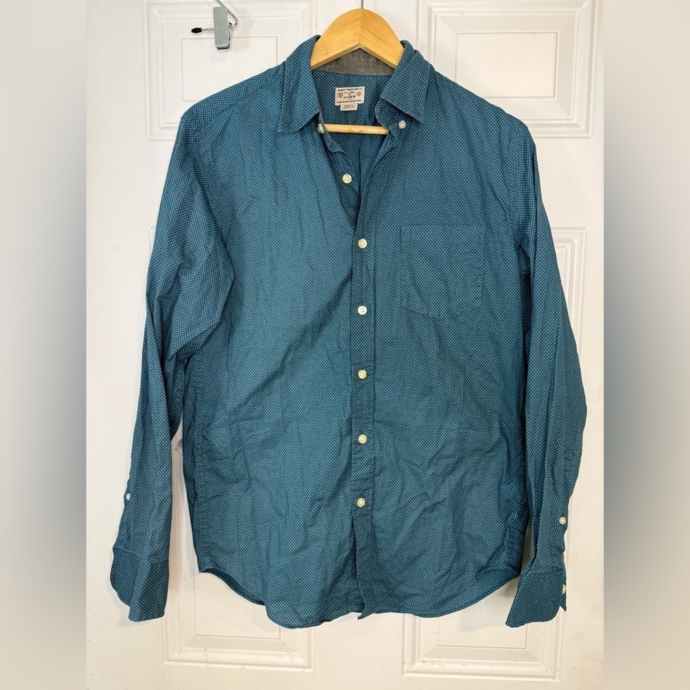 J. Crew Blue Casual Button Down Shirt with Relaxed Fit